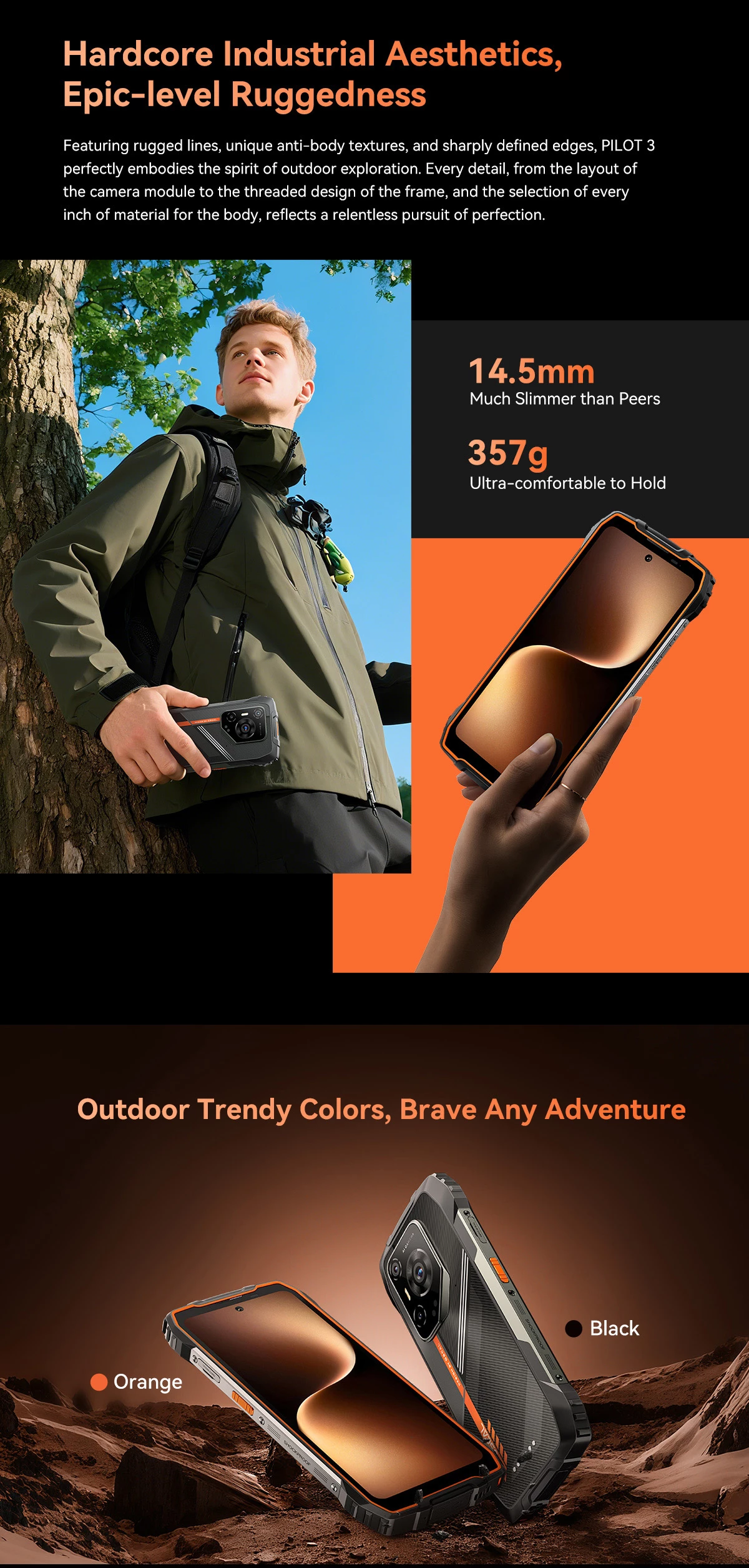 Celular Oscal Pilot 3 12GB/256GB 5G Rugged 7500mAh 6.78\" 120Hz, i zi