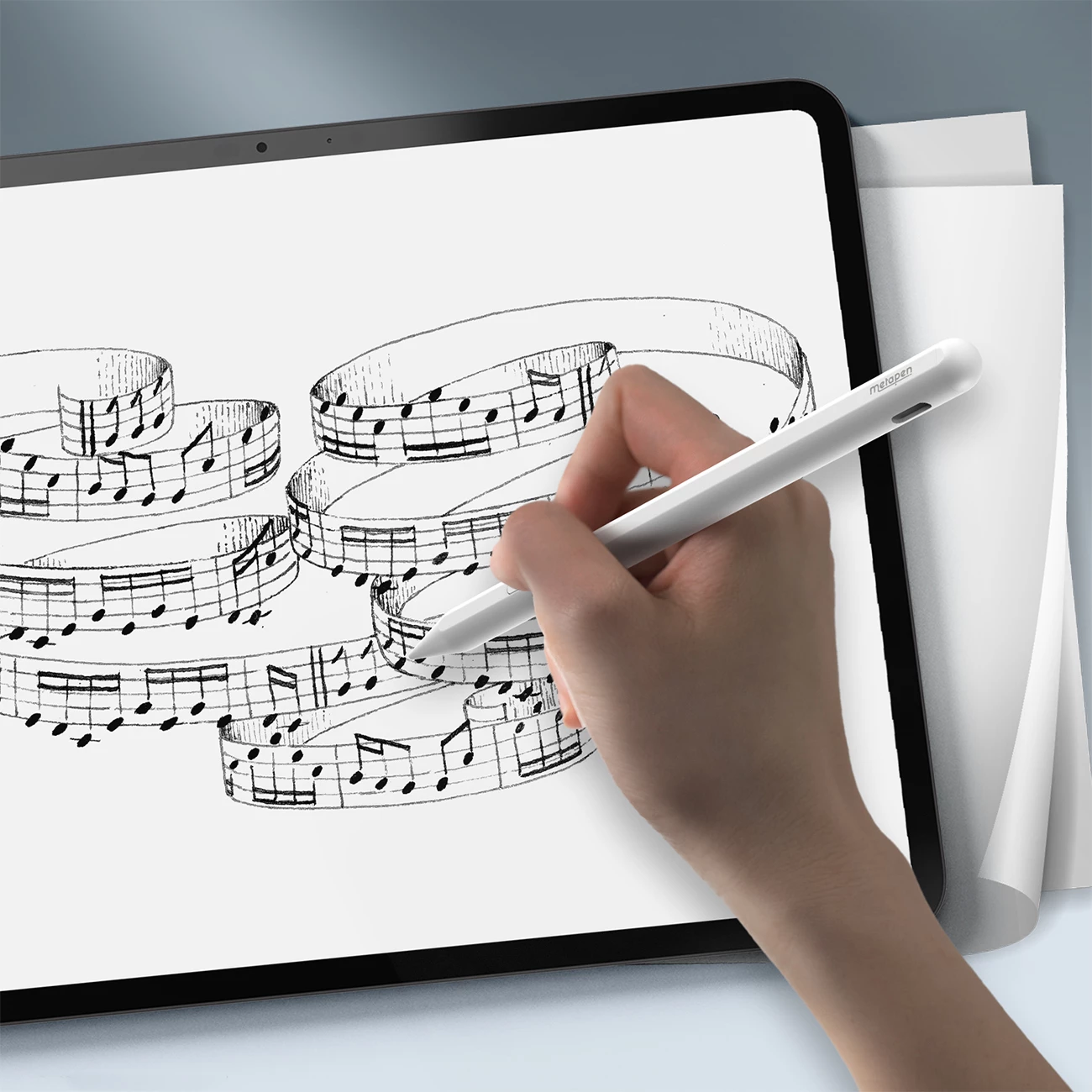 Stylus për iPad, Metapen Pencil A11, Bluetooth, USB-C, deri 10 orë, magnetik, e bardhë