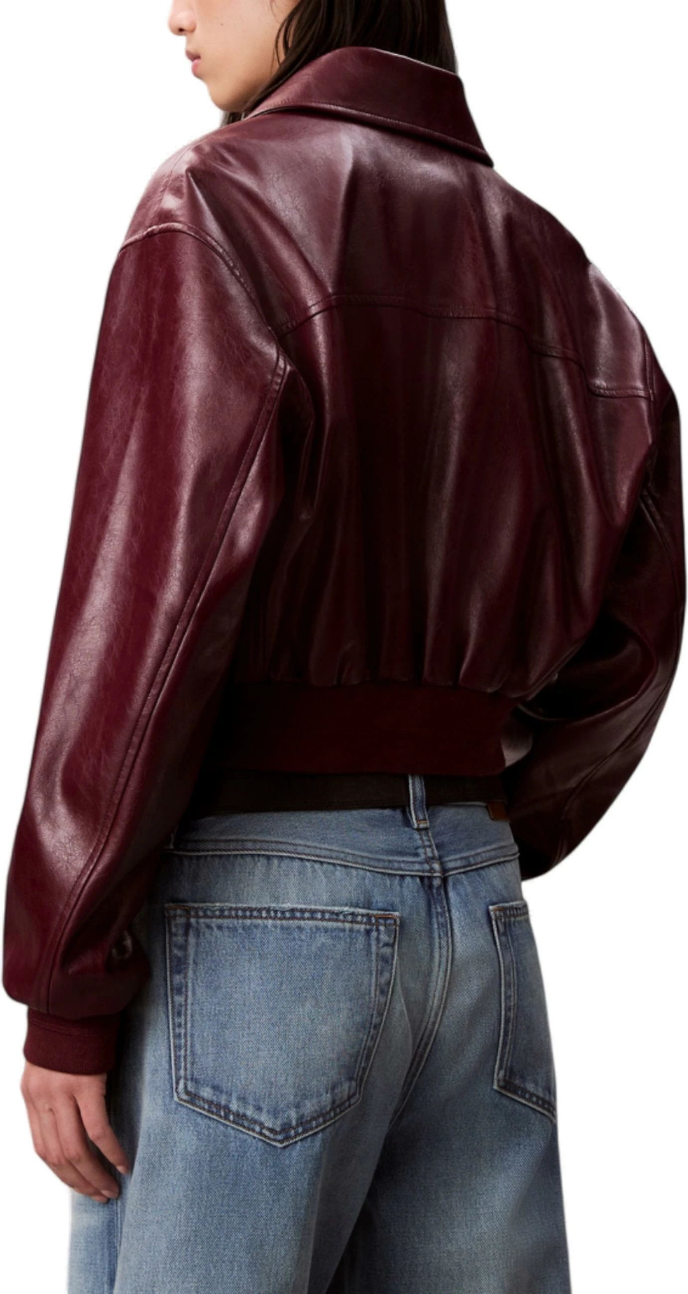 Jakne për femra Calvin Klein Jeans A-Cropped Crinkle Fa LV047C518G, bordo [Madhësia: L]