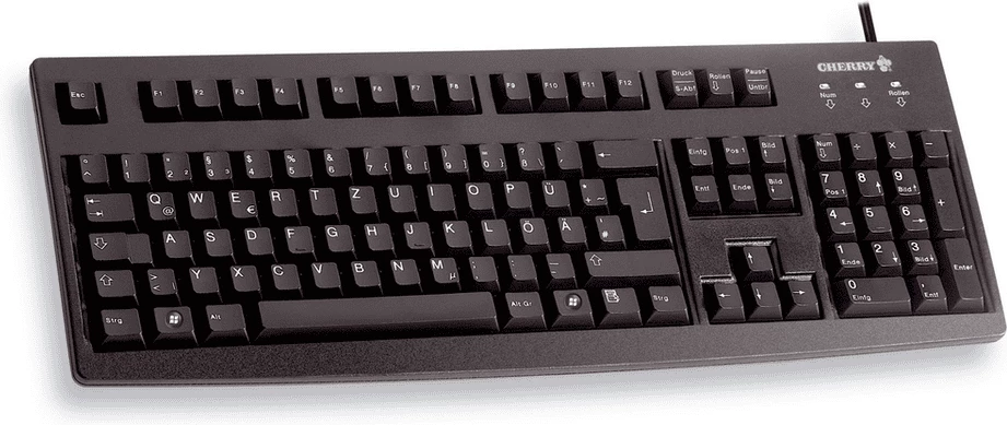 Tastierë, Cherry, G83-6105 / G83-6105LUNDE-2, layout gjerman (GER/QWERTZ), madhësi e plotë me numpad, e zezë