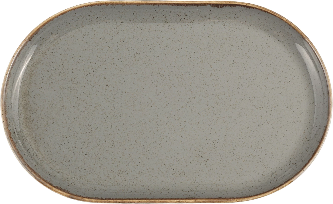 Pjatë servirjeje ovale Porland Seasons Stone 320x200 mm, gri e errët, set 6 copë