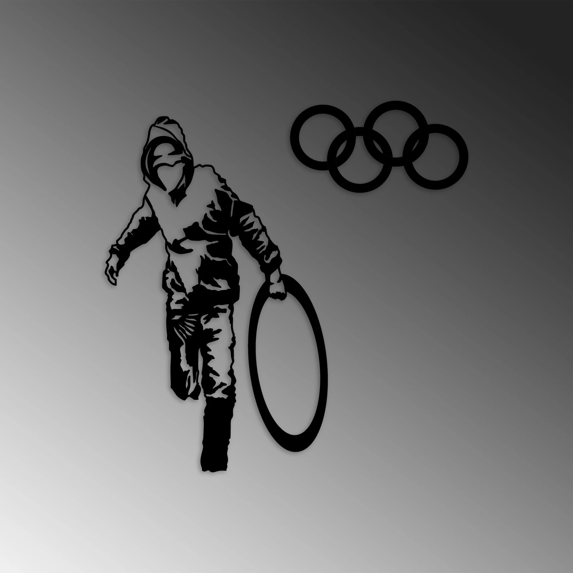 Aksesor dekorativ metalik për mur Wallity, Banksy - 8, ngjyrë e zezë, 62x61cm