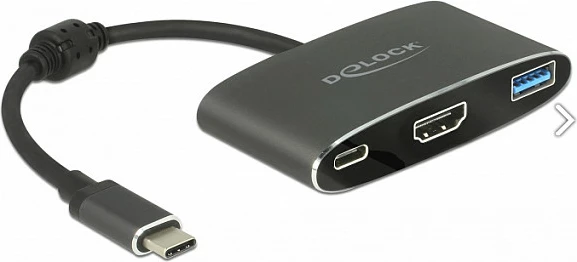 Adapter USB-C DeLOCK 62991, HDMI 4K, USB-A 3.2 Gen 1, USB-C, gri