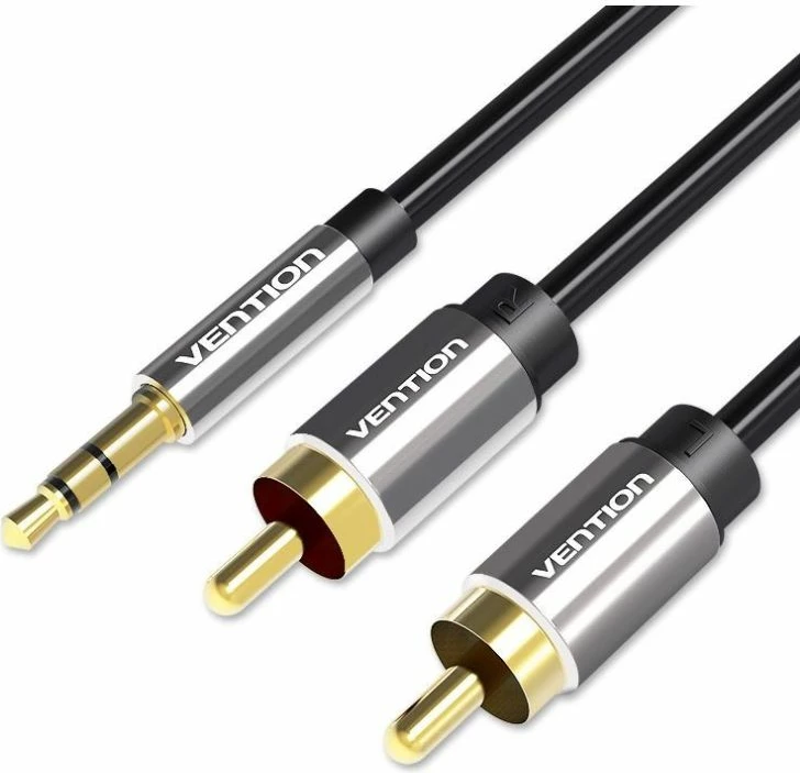 Kabllo audio Vention 3.5mm në 2RCA, 1m, e zezë