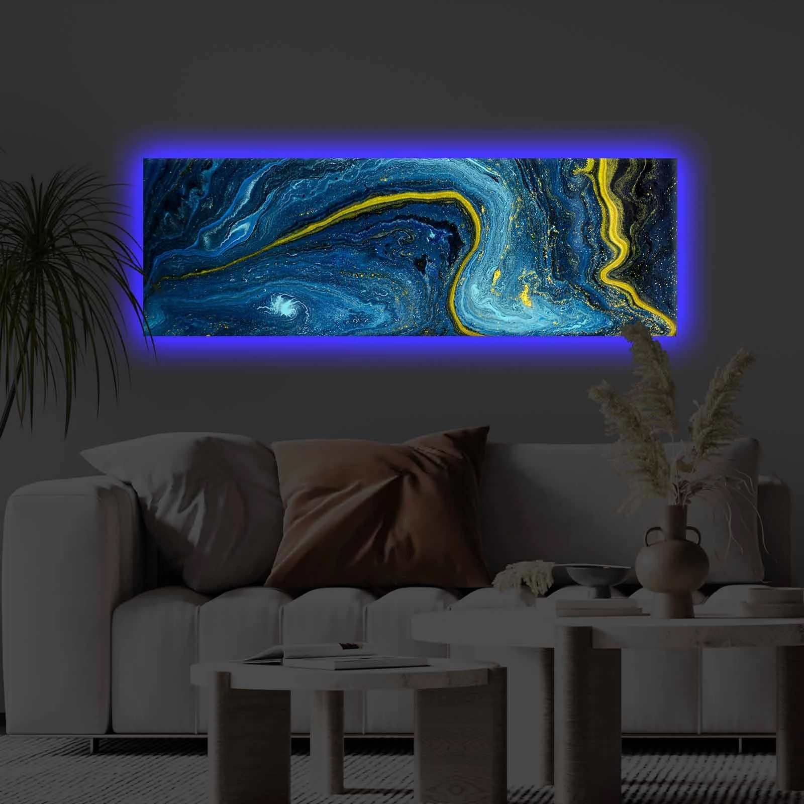 Pikturë dekorative me drita LED, shumëngjyrëshe, 30x90cm