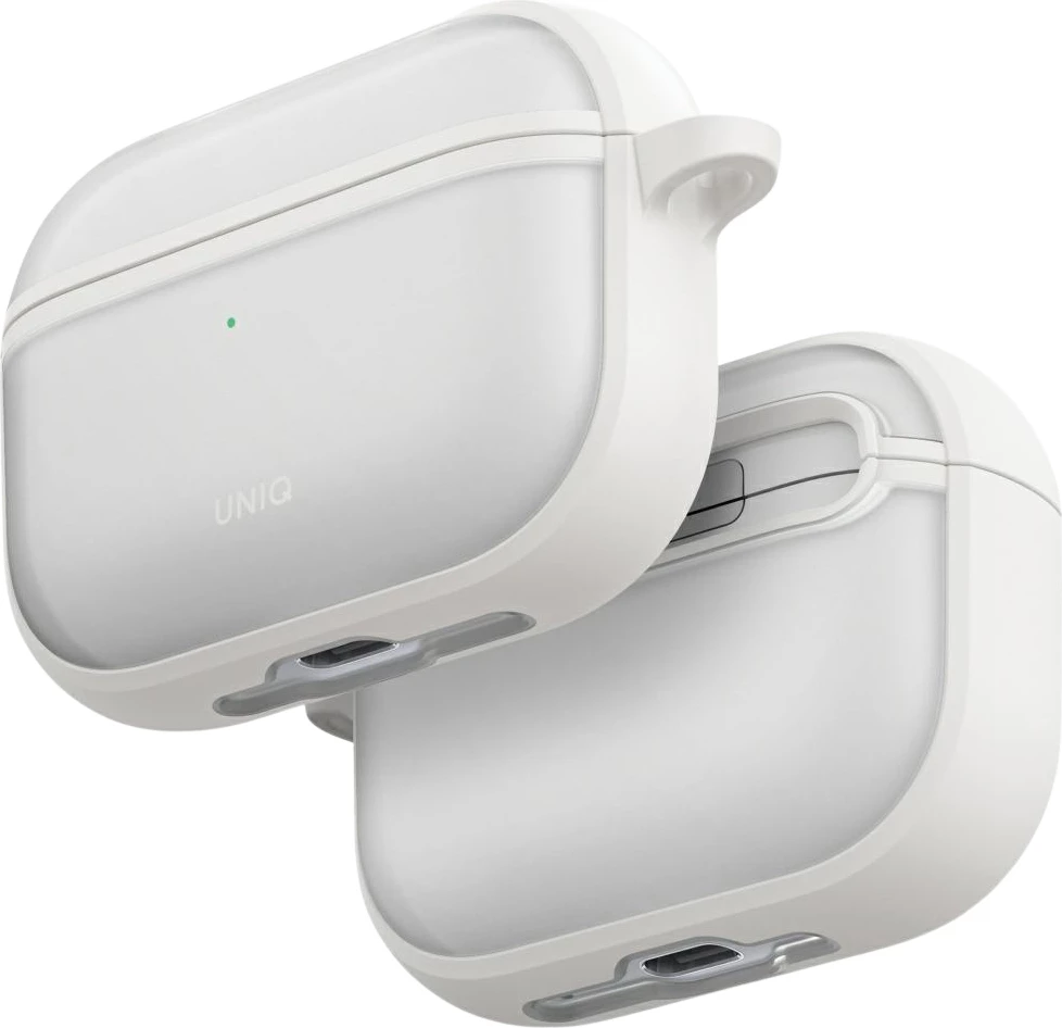 Mbështjellës për AirPods UNIQ Veren për AirPods Pro 3, PC/TPU, me karabinë, i bardhë, në kuti