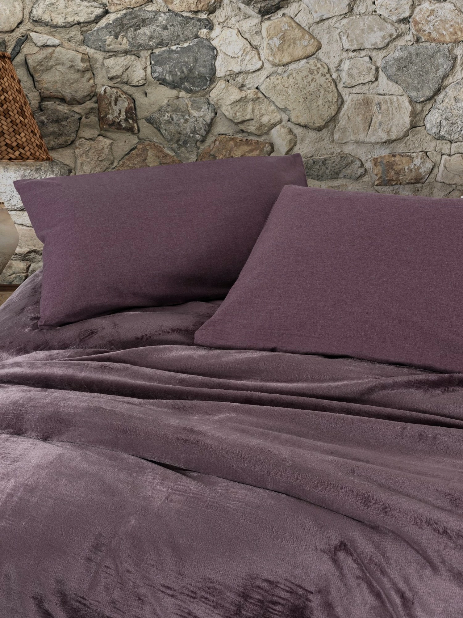 Set mbulesë për jorgan dopio, ngjyrë kumbulle, L'essentiel, Flossy