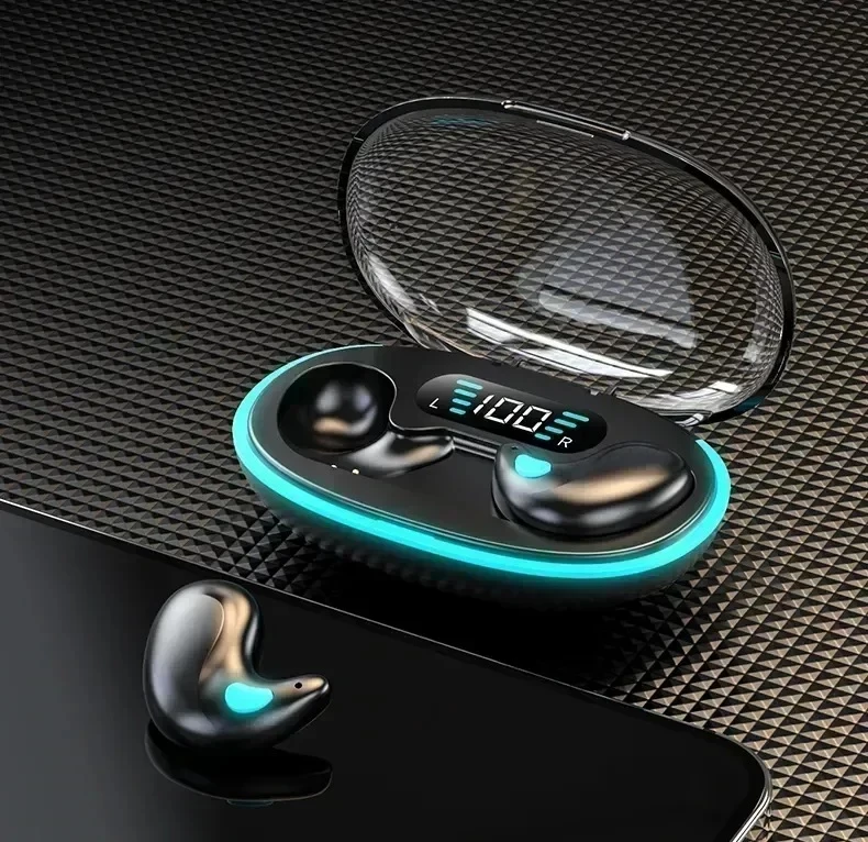 Kufje TWS me Kapak Transparent dhe Ndriçim LED Cyan
