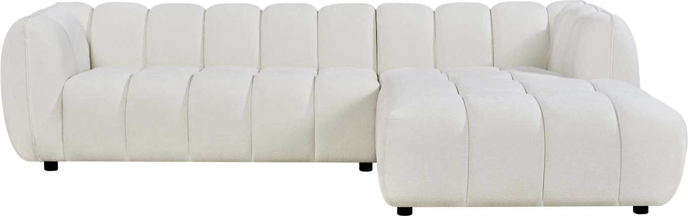 Këndare LYKKE (këndi djathtë), material ecru, 280x89-165(chaise)x70cm