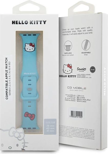 Rrip silikoni për Apple Watch Hello Kitty, 38/40/41mm, kaltër