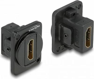 Modul HDMI D-Type DeLOCK, HDMI femër-femër, për montim në panel, i zi