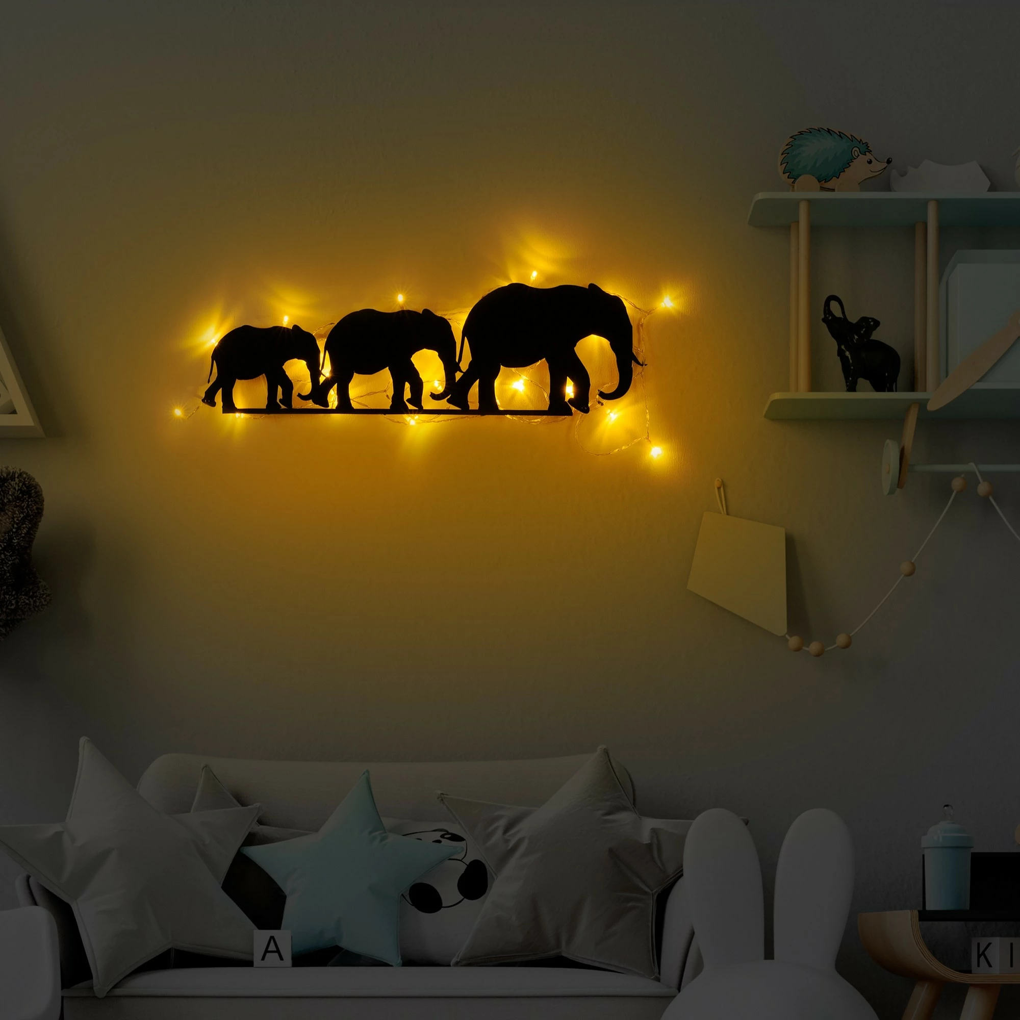 Aksesor dekorativ metalik për mur, elefant, Wallity 070