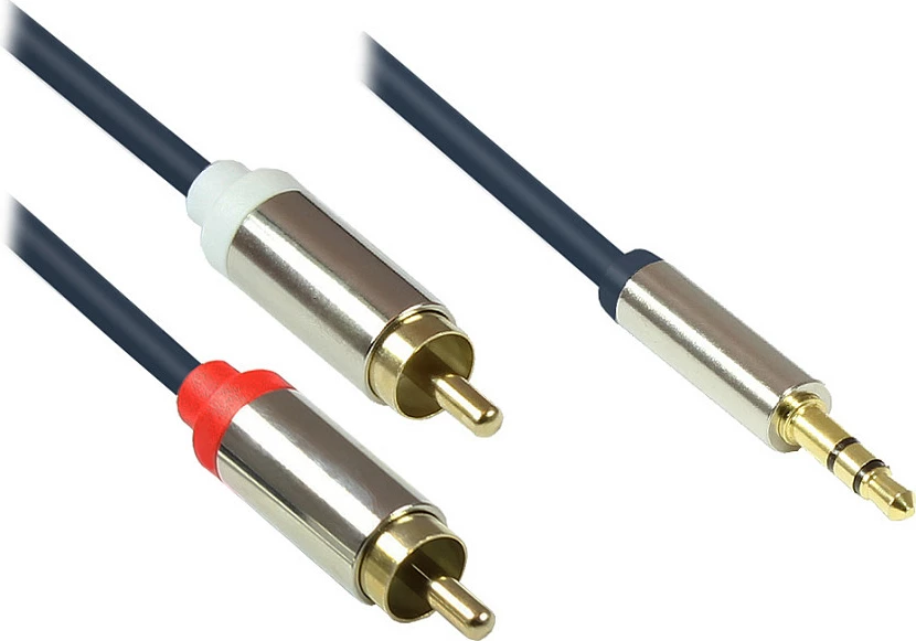 Kabllo audio GoodConnections 3.5mm në 2xRCA, 0.5m, e kaltër