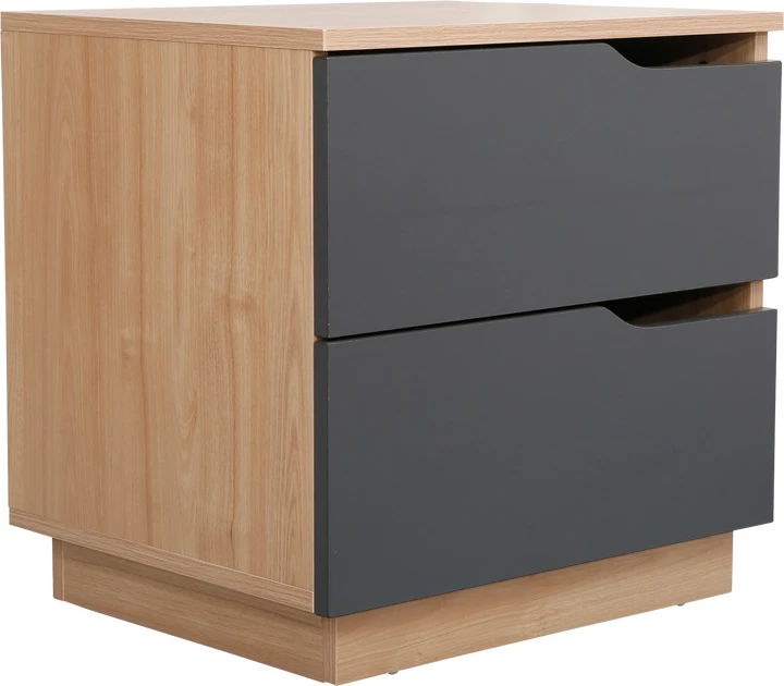 Komodinë anës krevati Verena I, ngjyrë natyrale-antracit, 48x40x48cm