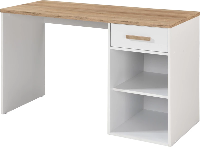Tavolinë pune Practico 120, një sirtar, ngjyrë e bardhë-natyrale, 120x50x76