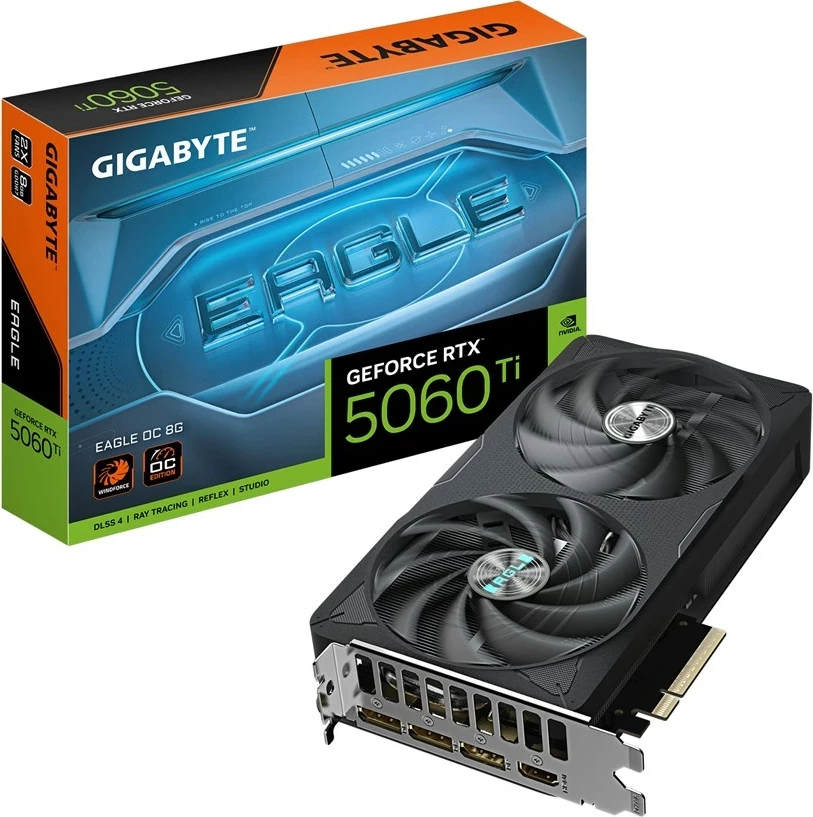 Kartelë grafike Gigabyte GeForce RTX 5060 Ti EAGLE OC 8G, 8GB GDDR7, PCI-E 5.0, e zezë