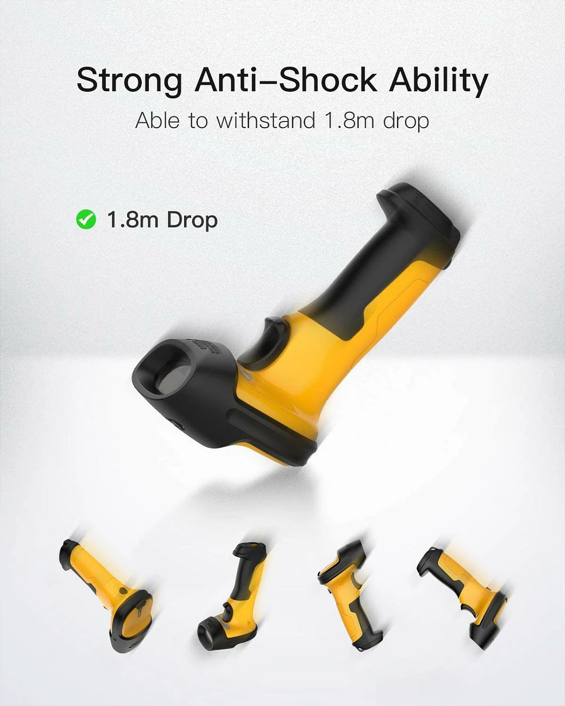 Skener barkodi Inateck P6, 1D laser, wireless/USB, 2600mAh, zi/verdhe
