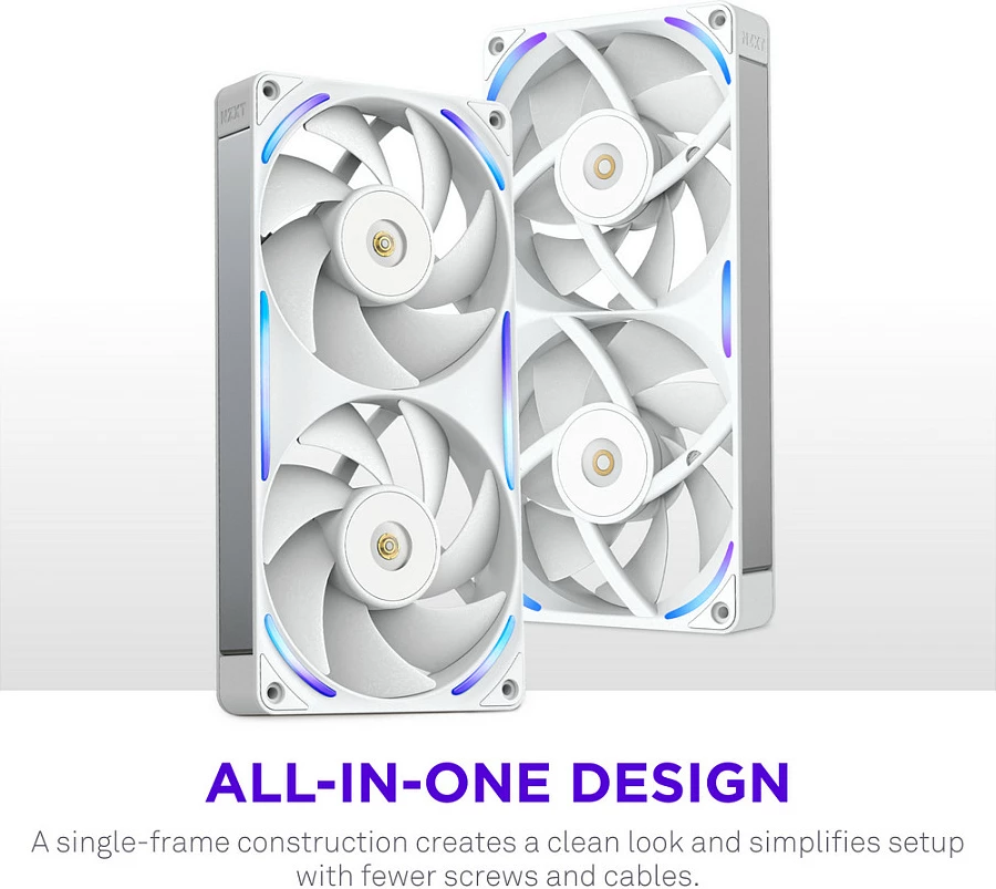 Ventilator kasë NZXT F240X, 240mm (2x120mm), PWM, RGB, i bardhë