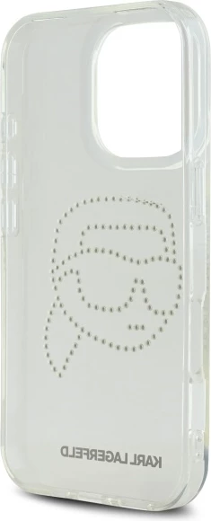 Mbështjellës Karl Lagerfeld KLHCP16XHKHDCELT për iPhone 16 Pro Max 6.9", transparent, IML Rhinestones Karl Head