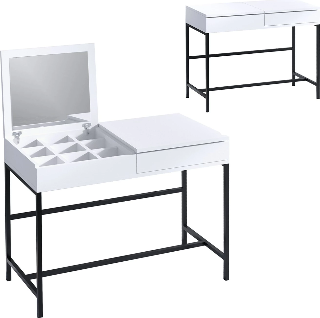 Tavolinë grimimi Hanah Home, Amour, e bardhë dhe e zezë