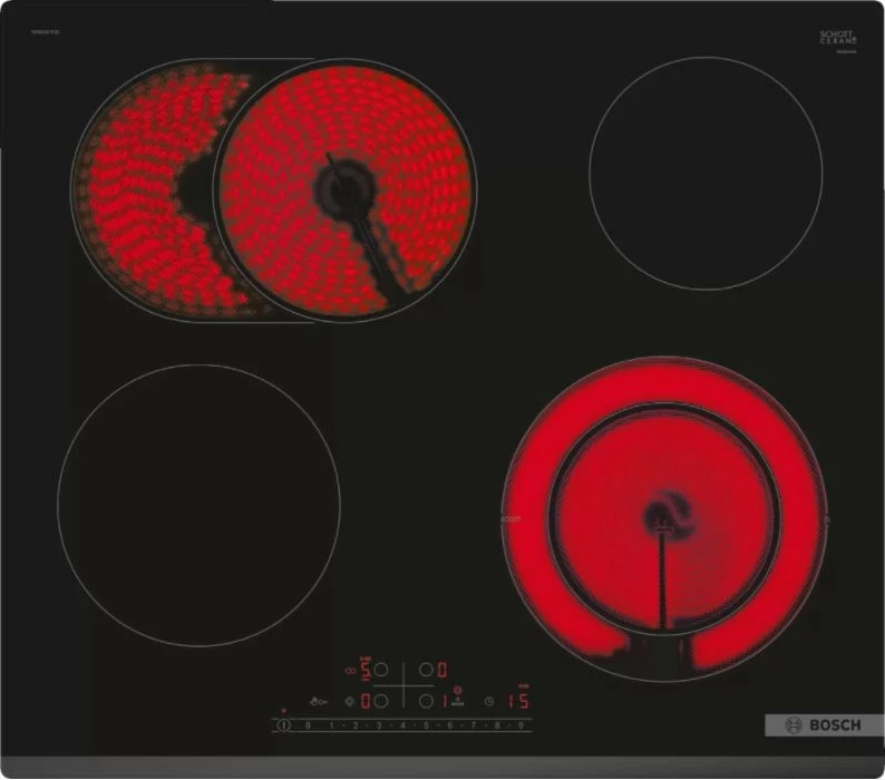 Pllakë qeramike Bosch PKN631FP2E, 4 zona, kontroll me prekje, e zezë