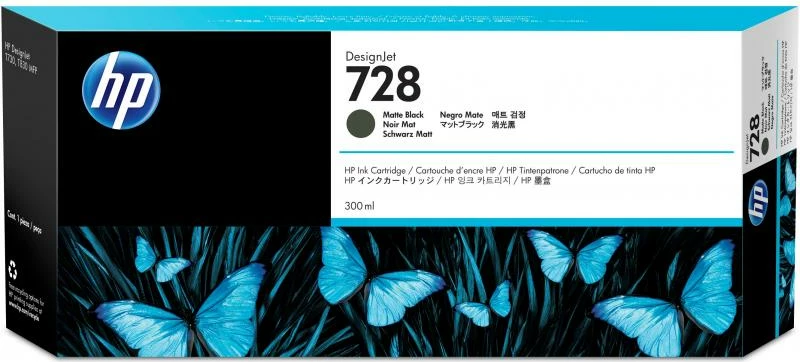 Kartrixh boje, HP, 728 F9J68A, 300 ml, Matt Black