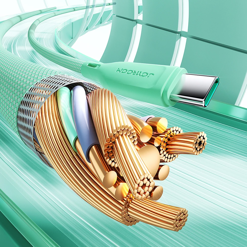 Kabllo Joyroom Multi-Color Series S-A34, USB-A / USB-C, 1m, 100W, Bardhë