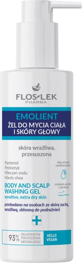 Xhel larës për trup dhe skalp Floslek Emollient, 175ml