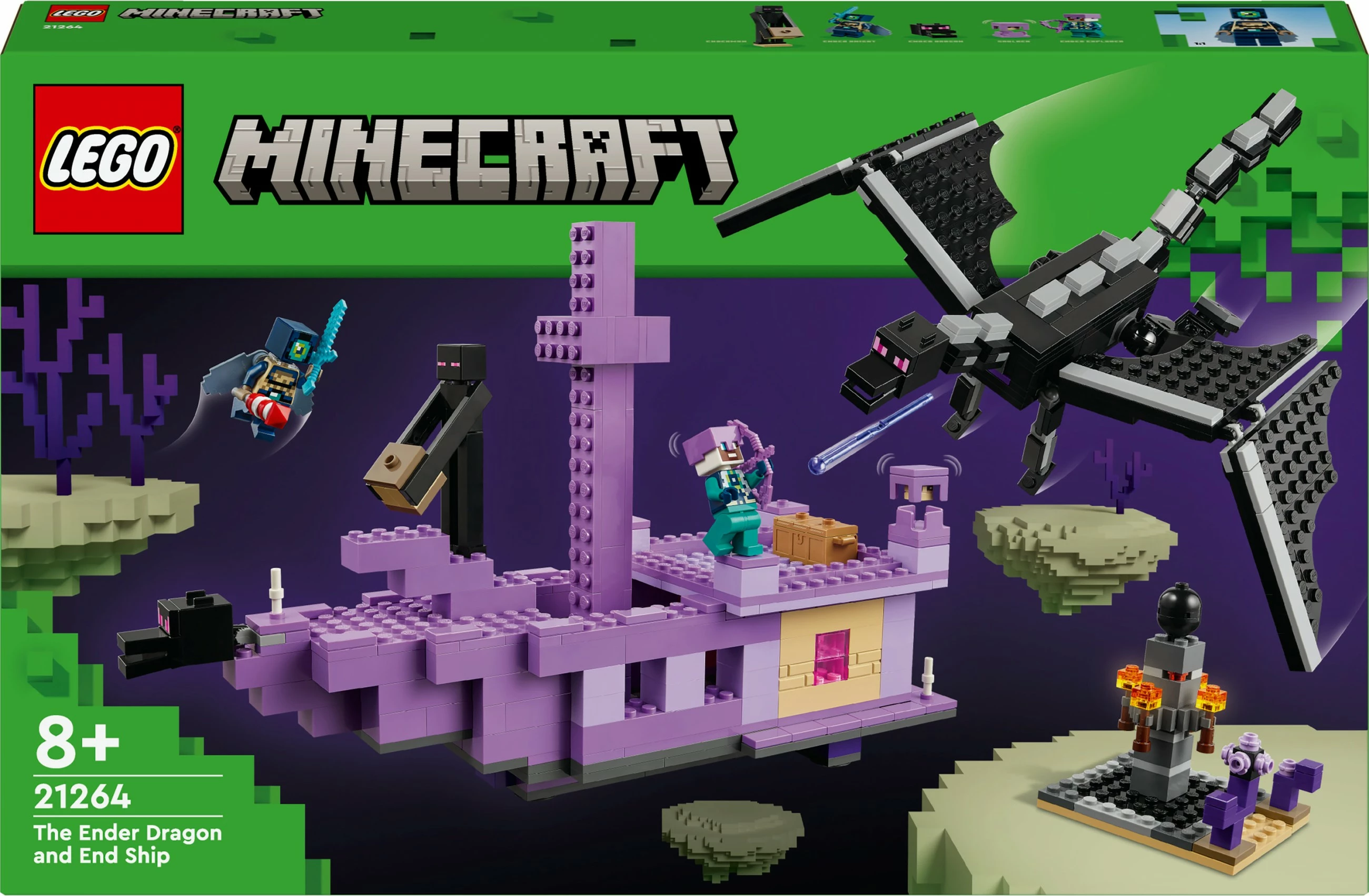 Set lodrash LEGO Minecraft 21264 Ender Dragon edhe End Ship