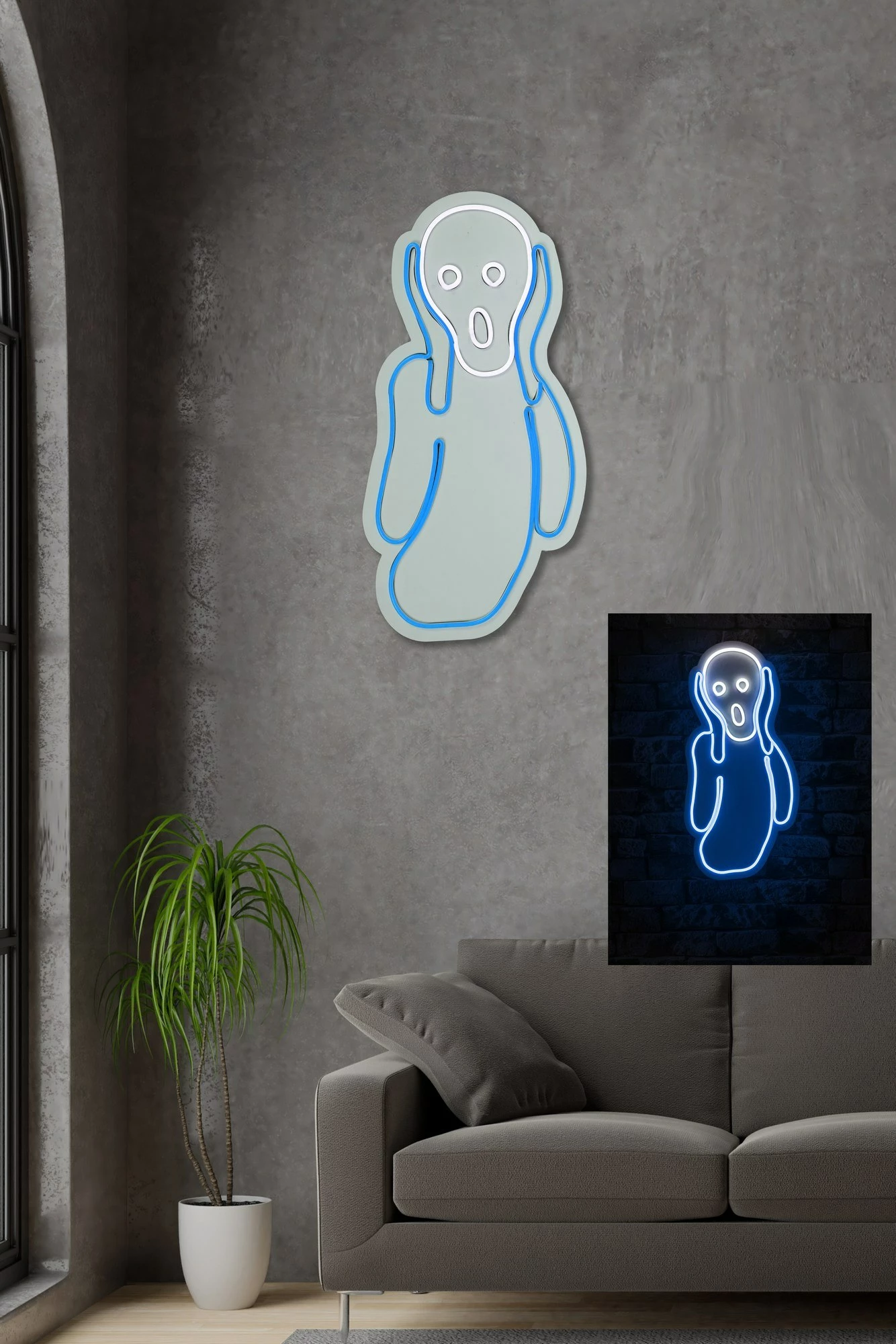 Dritë dekorative plastike LED, Scream, blu dhe bardhë - 5