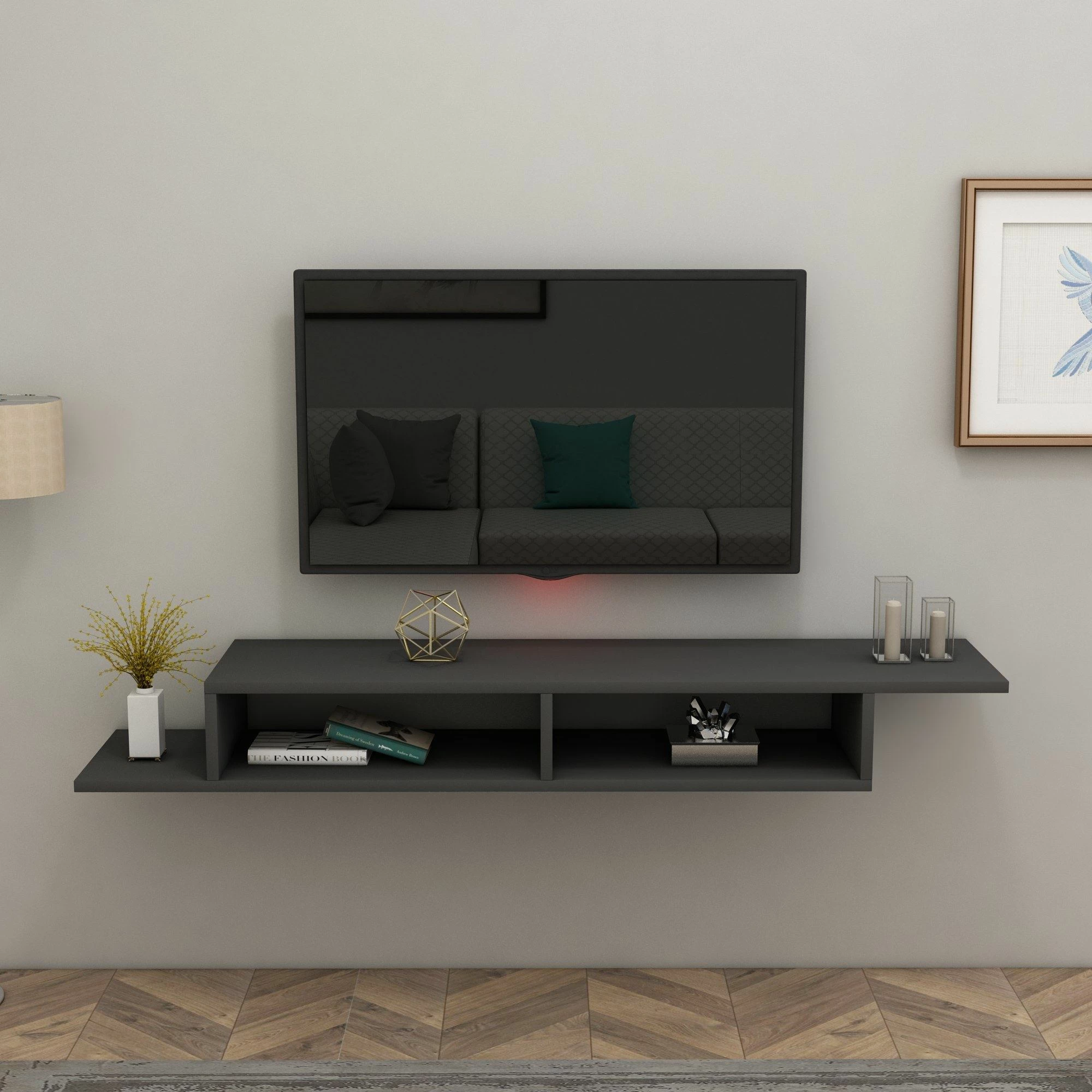 Komodë TV Hanah Home, Muson, ngjyrë antracit
