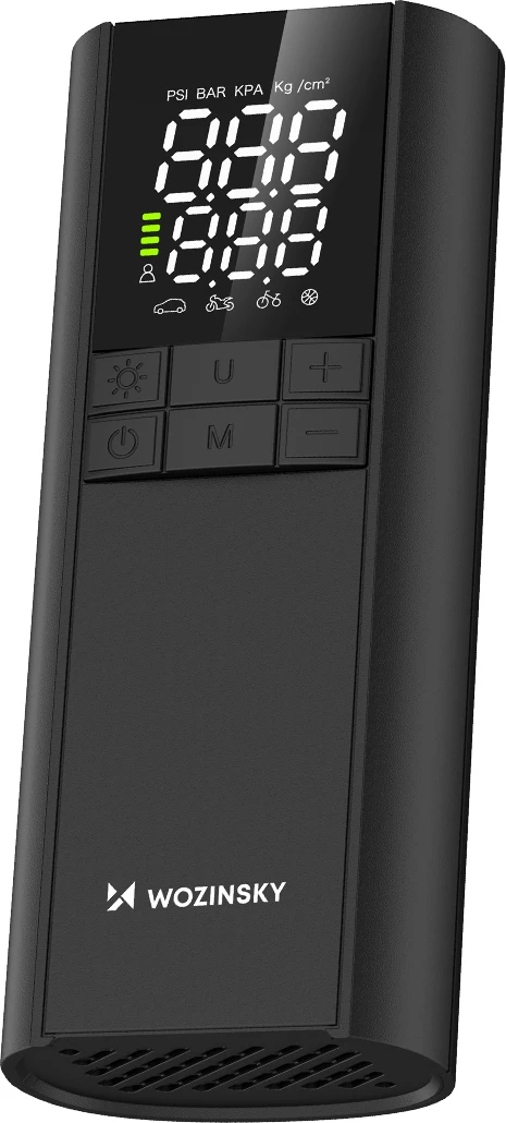 Kompresor elektrik Wozinsky WPEP-8000, power bank 8000 mAh, 150 PSI, USB-C, elektrik dore LED, e zezë