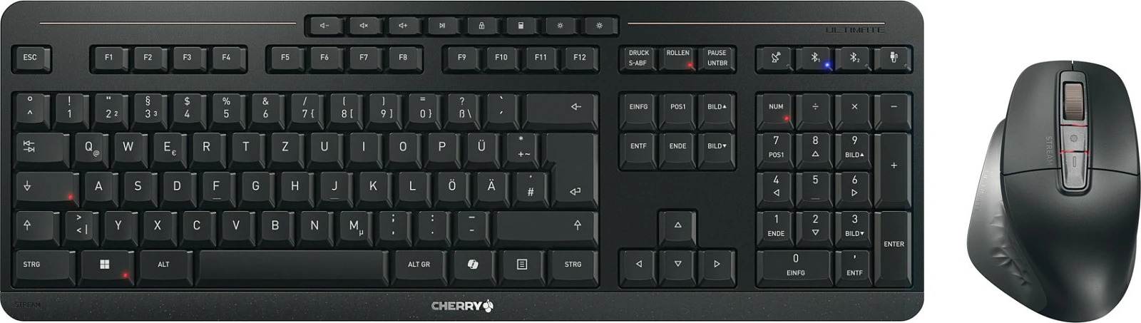 Set tastierë + Maus Cherry Stream Desktop ULTIMATE, Wired & Wireless, USB/RF/Bluetooth, QWERTZ, LED, e zezë