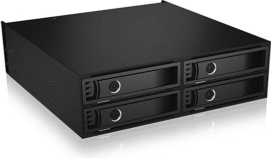 Kafaz SSD ICY BOX IB-2242U2K, 5.25", 4x 2.5" U.2 NVMe, hot-swap, me çelës, i zi