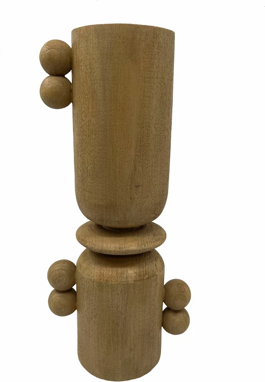 Mbajtëse qirinjsh PING PONG, polirezine natyrale, 16x10x34.5cm