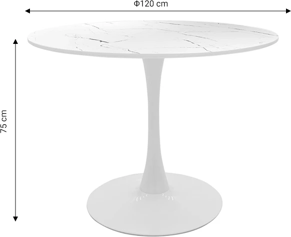 Set tavoline me karrige Balou I-Caron, 5 copë, MDF dhe PP, ngjyrë bardhë-natyrale, Φ120x75cm