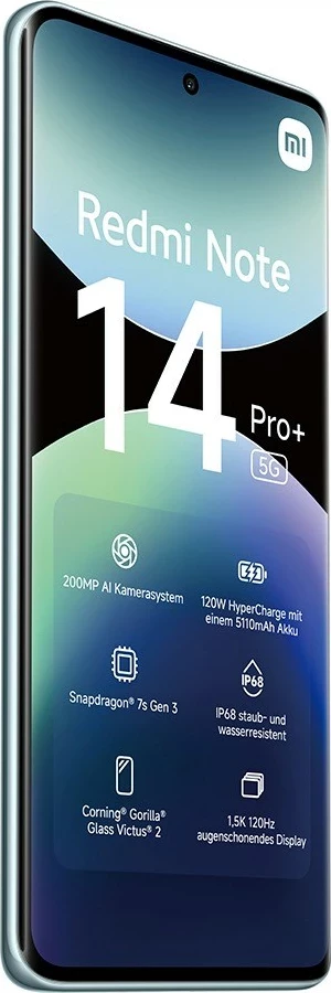Celular Xiaomi Redmi Note 14 Pro+, 6.67", 8+256GB, 5G, i kaltër