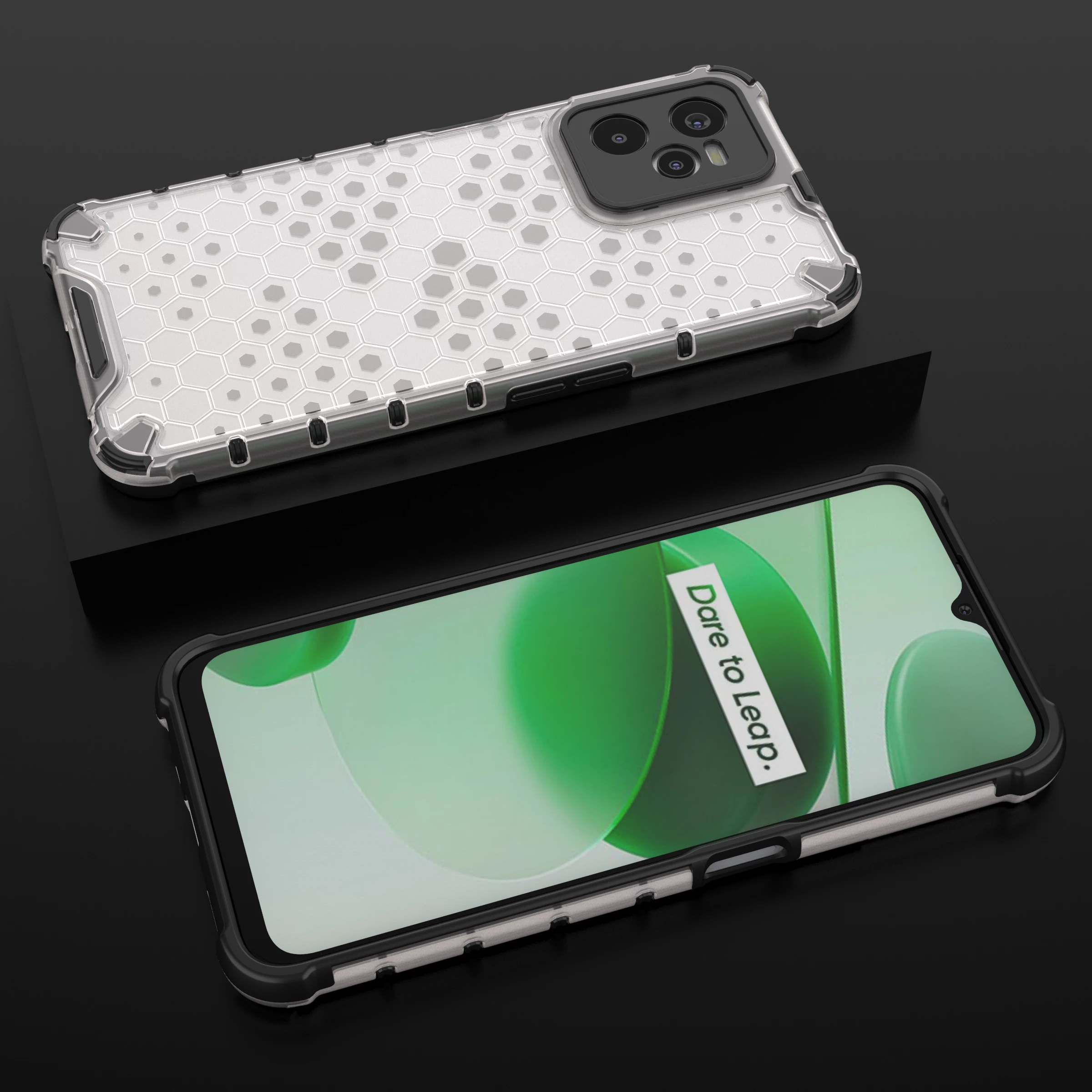 Mbështjellës Hurtel Honeycomb për Realme C35, Transparent