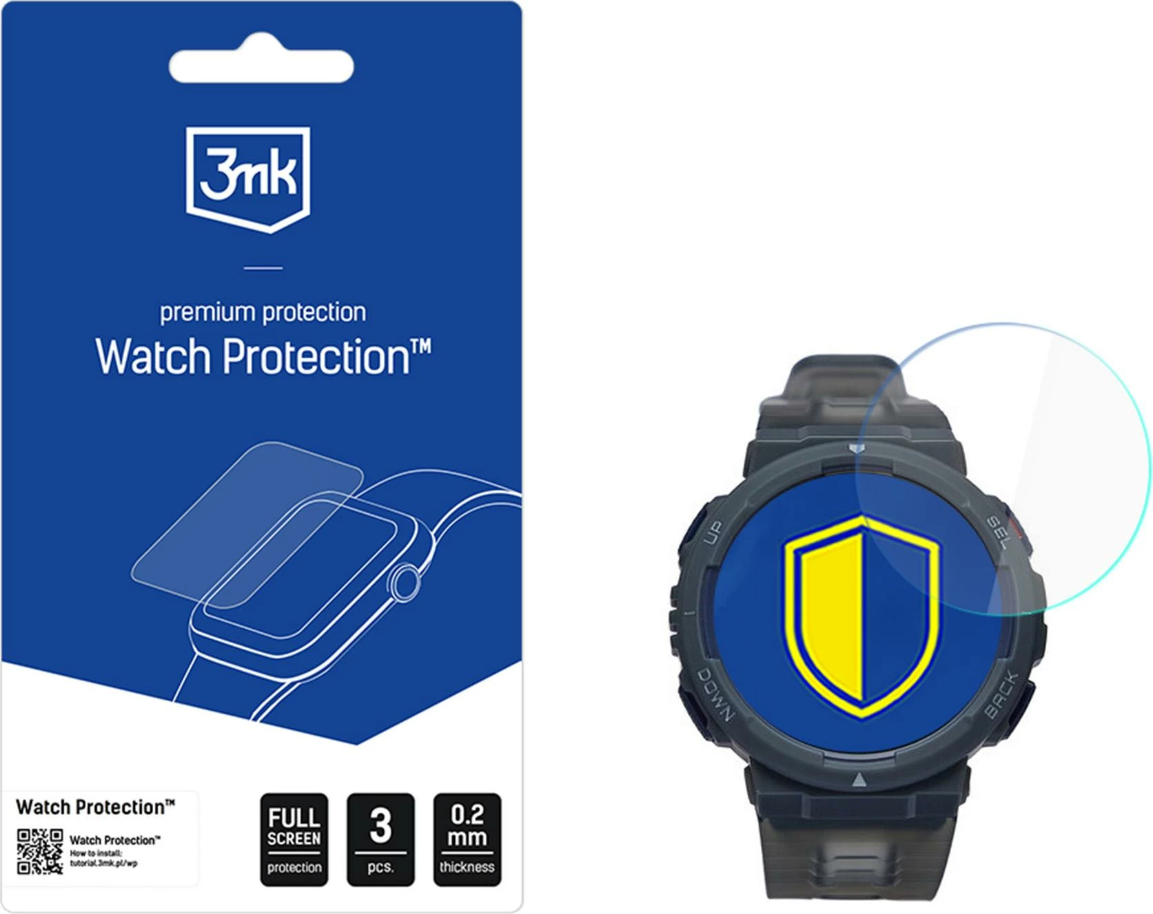 Mbrojtës ekrani për smartwatch 3mk Protection Watch Protection FlexibleGlass për Amazfit Active Edge, 3 copë