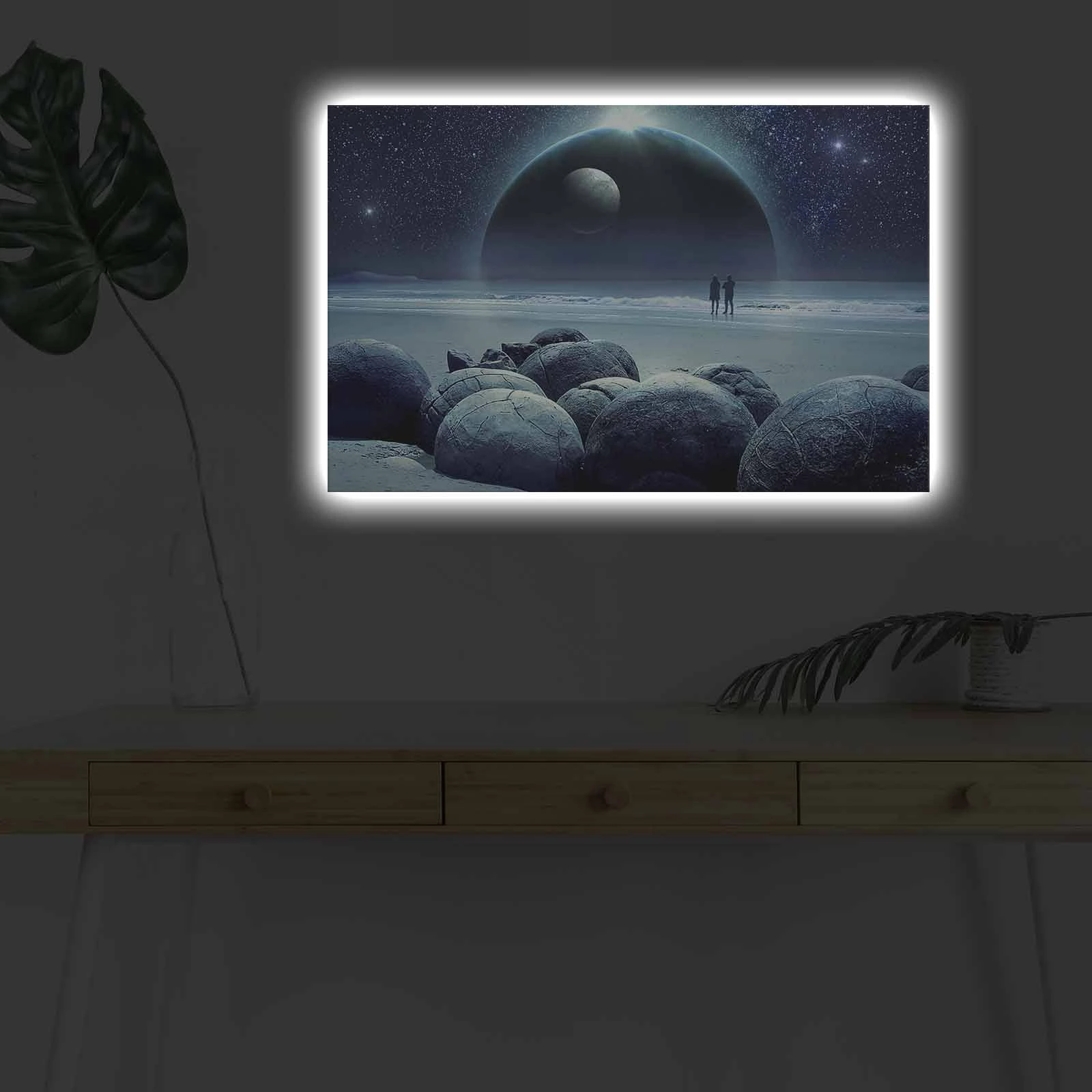 Pikturë dekorative me drita LED, Wallity NASA-022, shumëngjyrëshe, 45x70cm