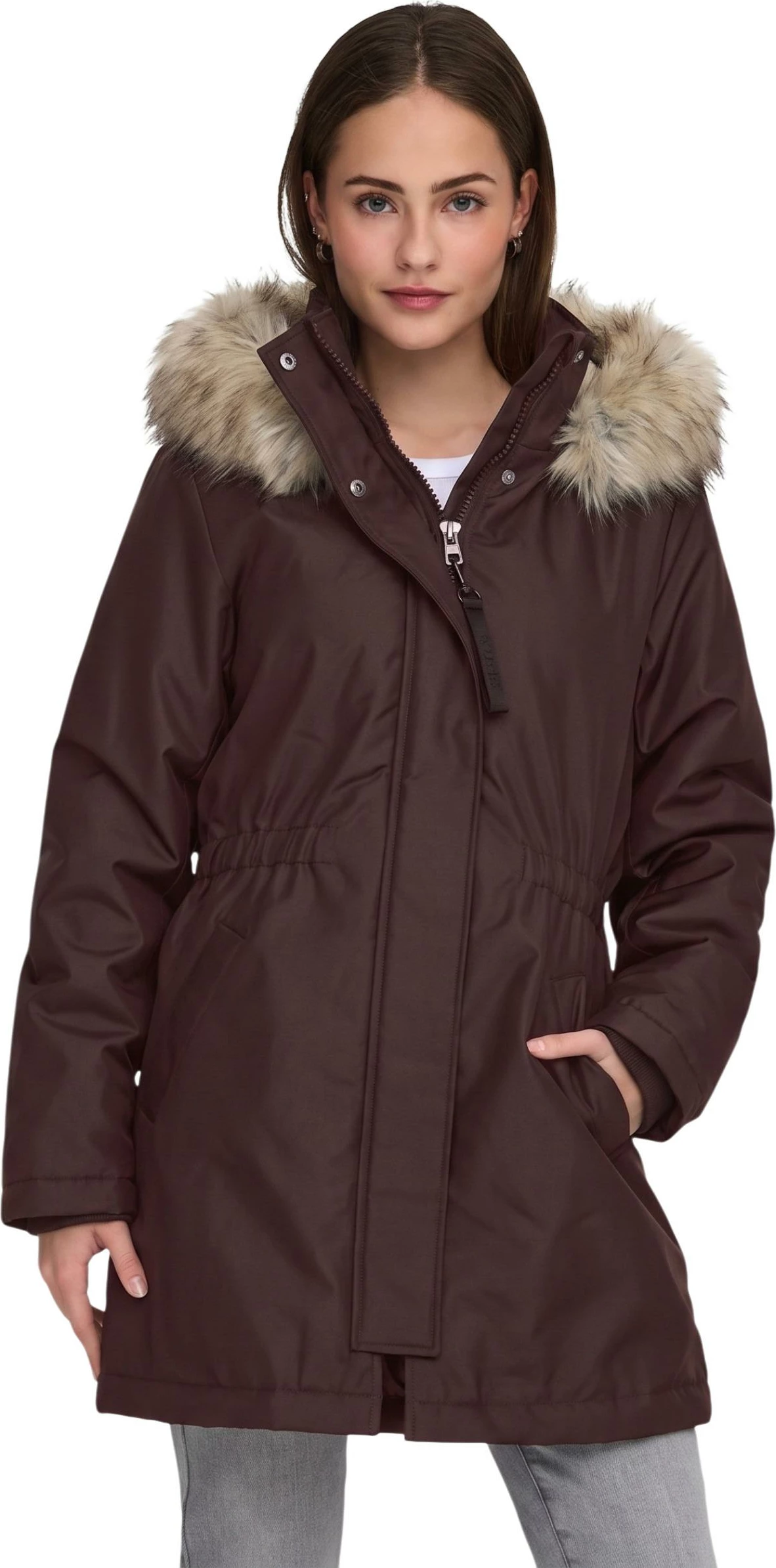 Pallto parka për femra Only ONLMATHILDA 15370930, kafe