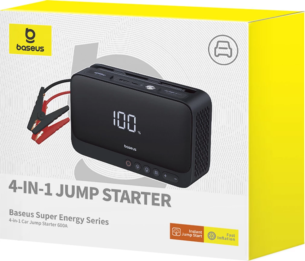 Jump starter Baseus Super Energy BS-CH013 4n1 me kompresor, powerbank 6000mAh, dritë LED, e zezë