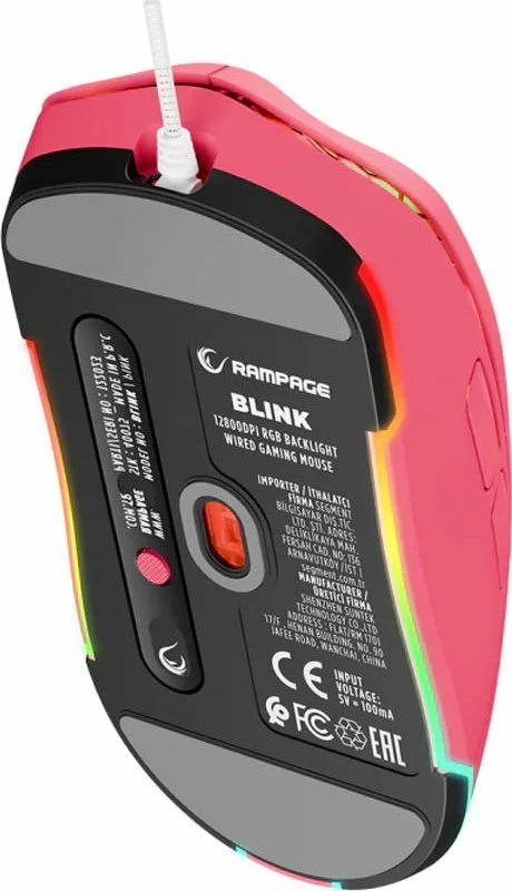 Maus Rampage Blink BLINK-PINK 12800 DPI RGB USB me kabllo, pink