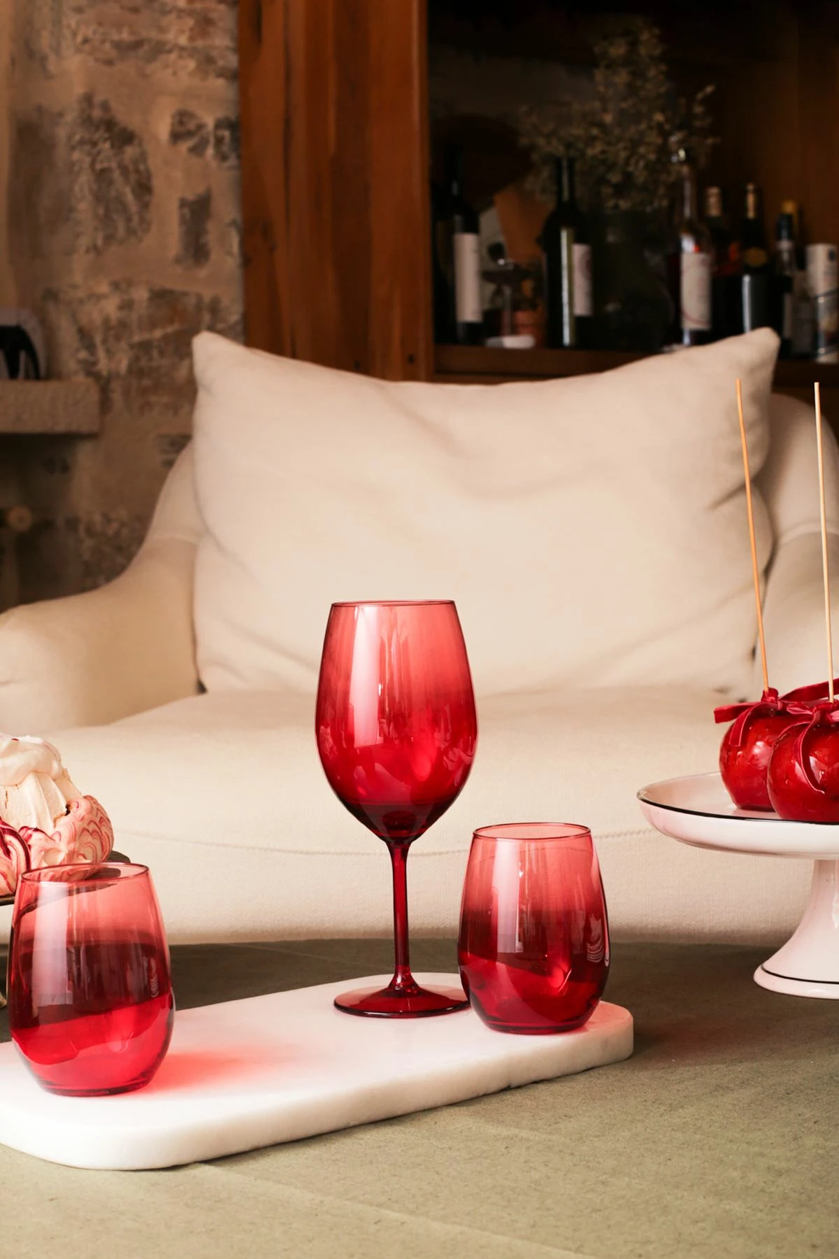 Set gotash prej qelqi (4 copë), Hermia Concept, Larc 350, e kuqe