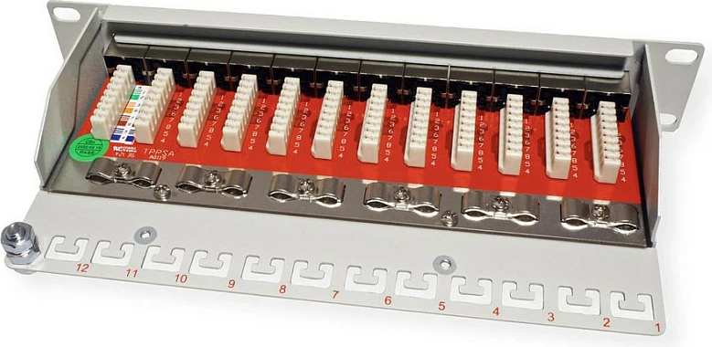 Patch panel rrjeti ROLINE 26.11.0316, 12 porta RJ45, Cat6a S/UTP, 1U, gri