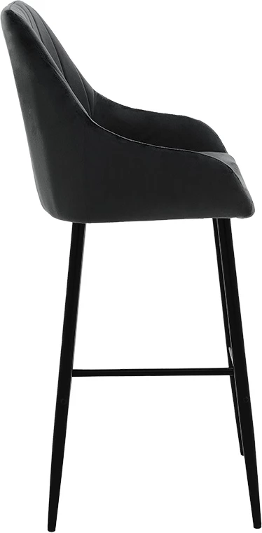 Karrige për bar Patrin, këmbë metalike të zeza, kadife e zezë