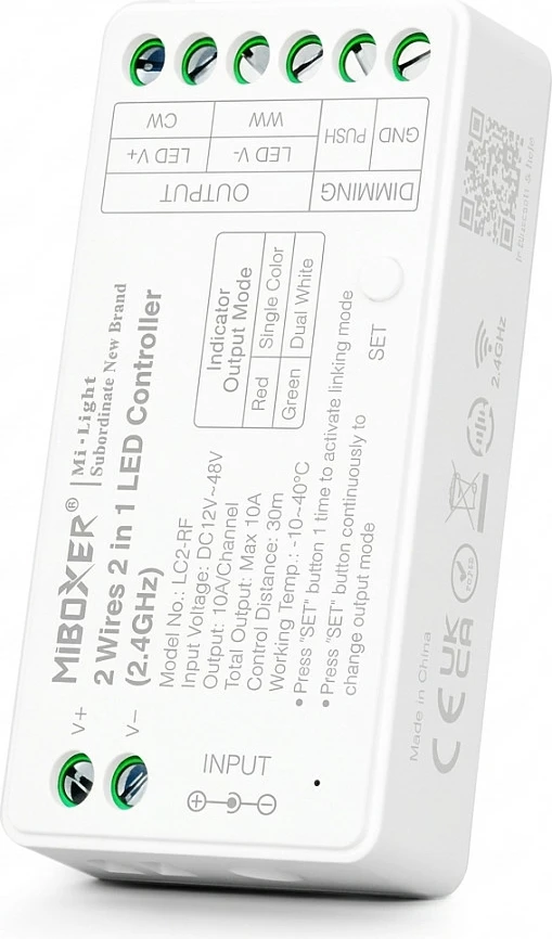 Kontroller LED Synergy21 S-Serie CCT 2,4G (MiLight/MiBoxer), DC 12-24V, e bardhë