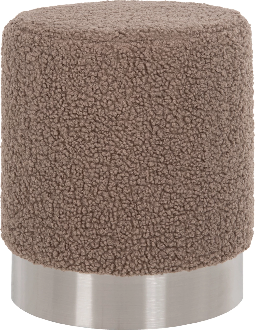 Karrige për bar LEVY FH8408.25 pëlhurë boucle ngjyrë kafe e çelët-bazë argjendi Φ35x42H cm