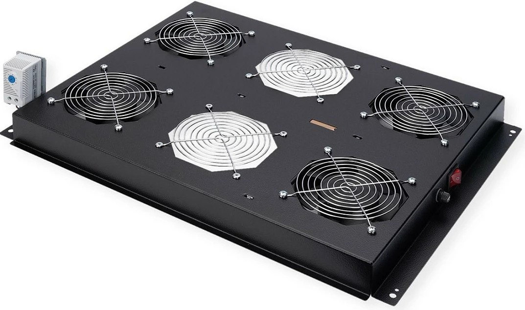 Ventilator ftohës për kabinet serveri 19" ROLINE, 1U, 4 ventilatorë, termostat, i zi