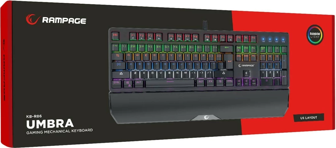 Tastierë mekanike Rampage KB-R86 UMBRA, Red Switch, e zezë